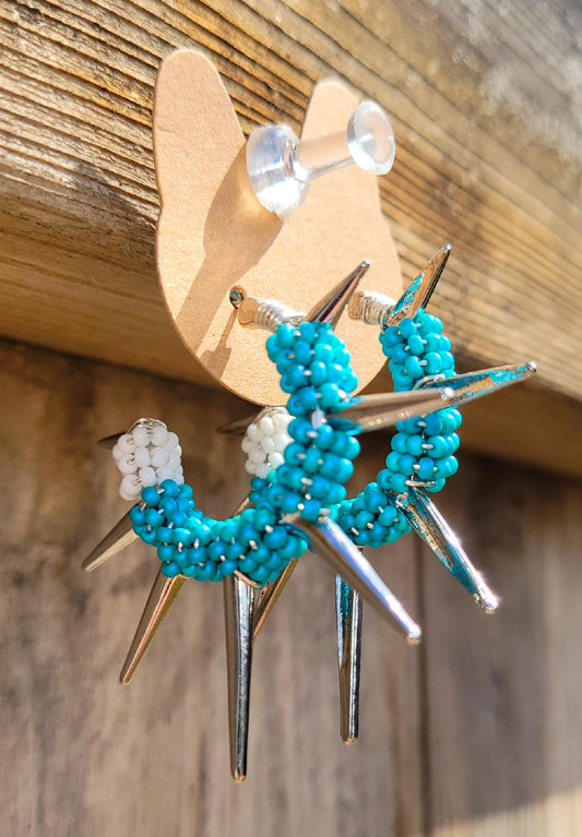 Turquoise spike hoops